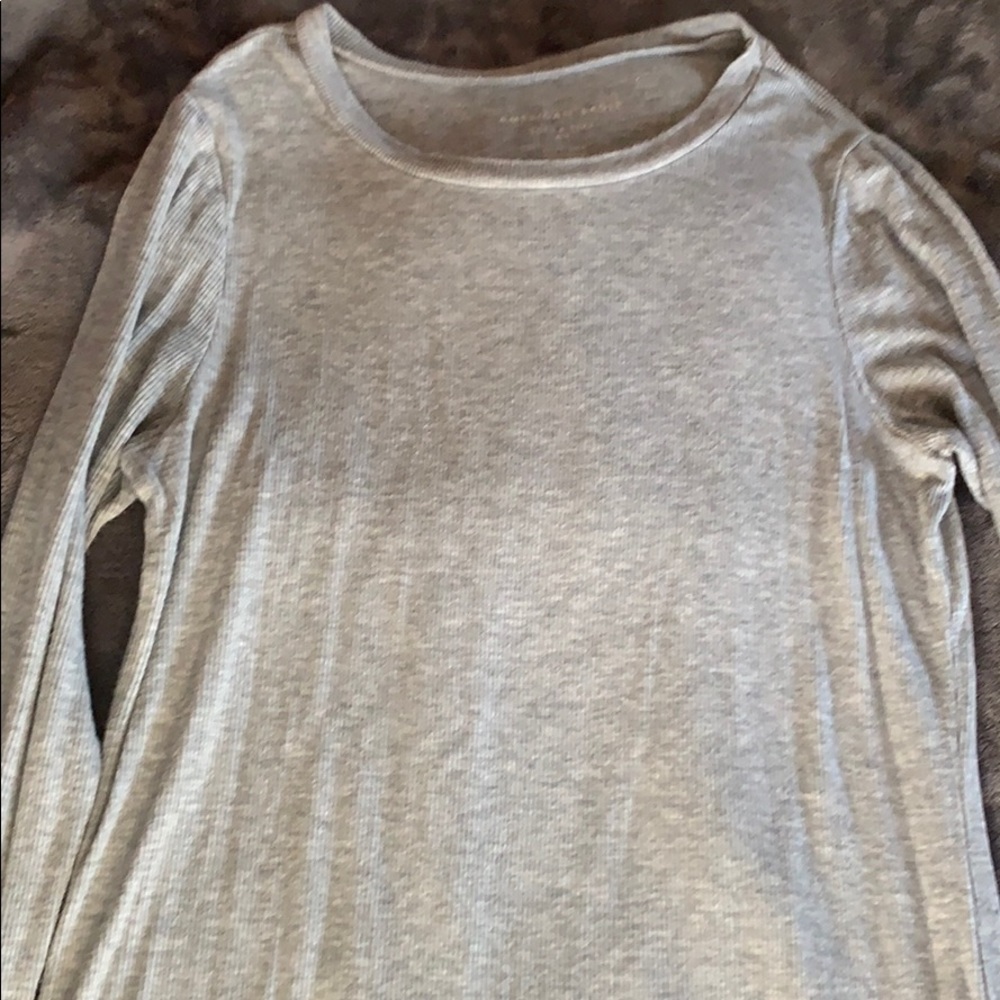 grey long sleeve top